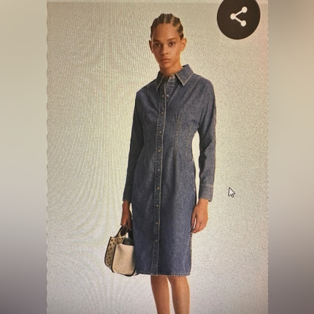 NWT - Tory Burch Blue Long Sleeve Shirt Dress